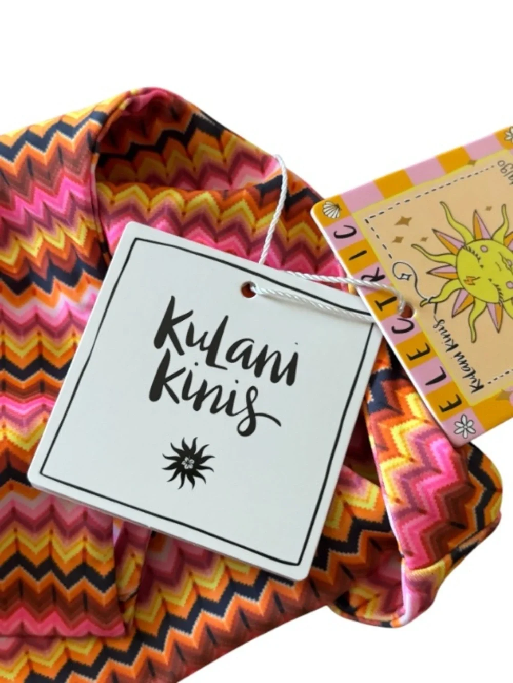 Kulani Kinis Waves of Fun Pink Multi Chevron Low-Rise Bikini Bottoms